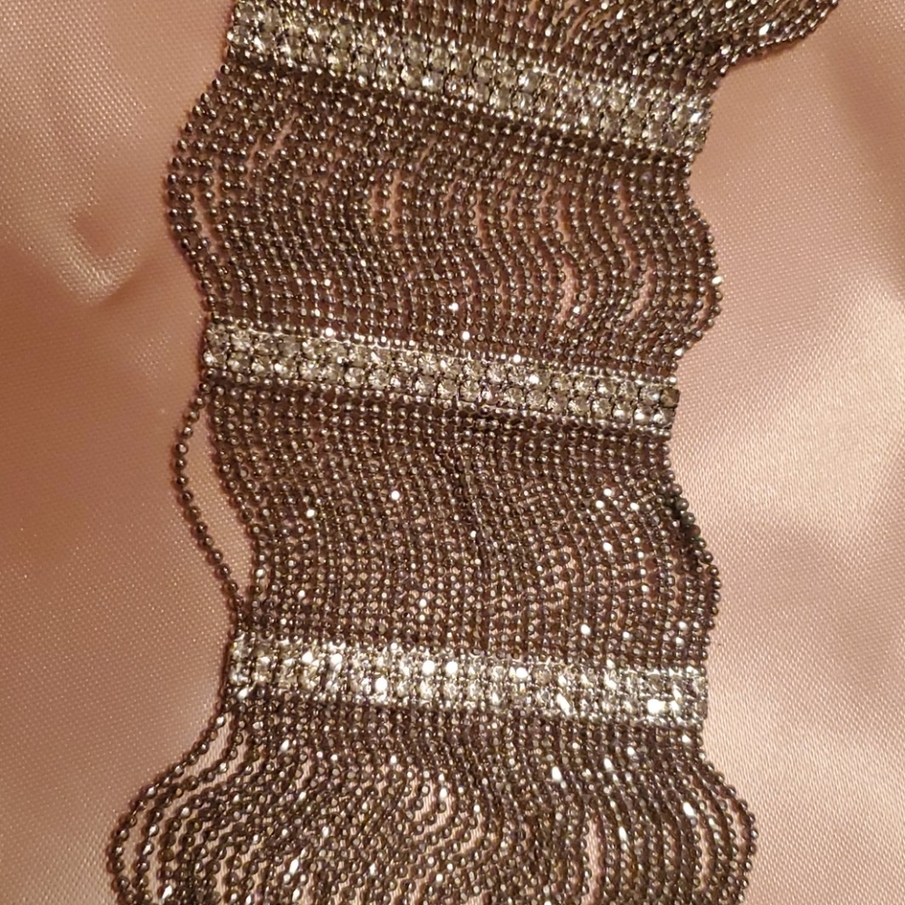 Silver mesh bracelet with rhinestones